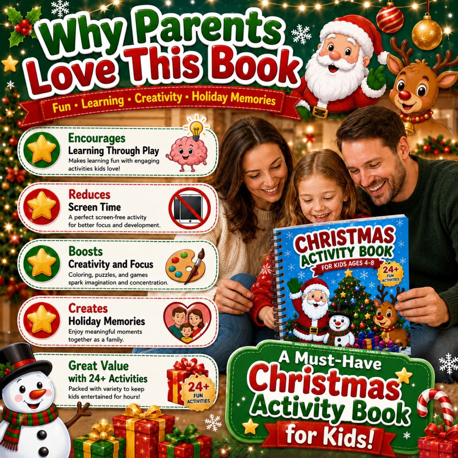 Christmas Activity Book for Kids Ages 4-12