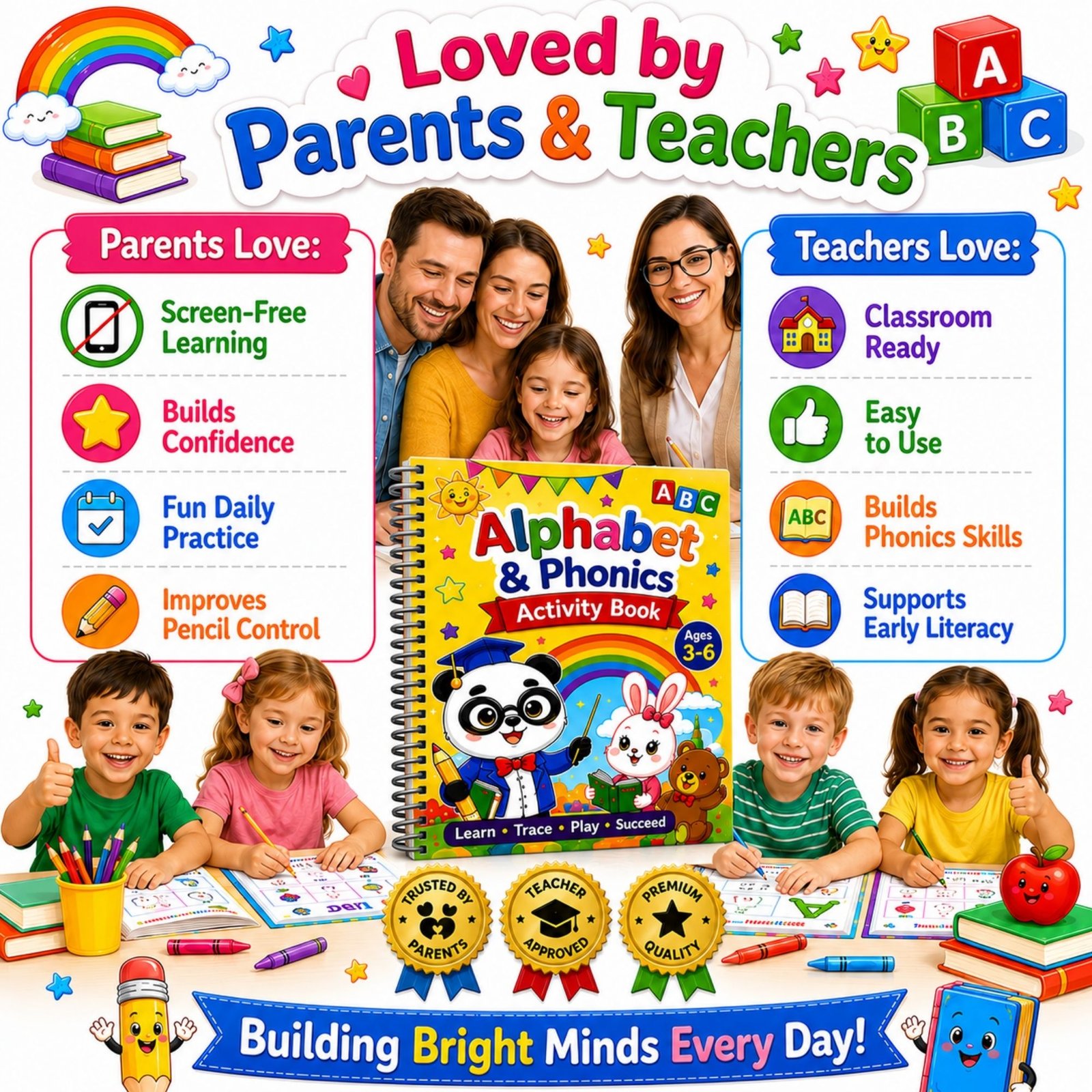 Alphabet & Phonics Activity Book for Kids Ages 3–12