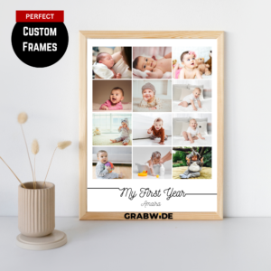 Grabwide Personalized 12 Month Baby Memory Picture Photo Frame