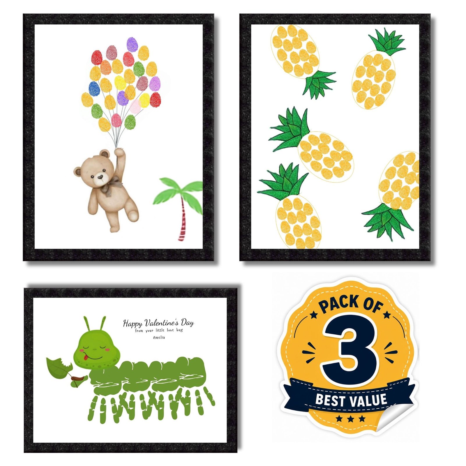 DIY Handprint Footprint Keepsake Photo Frame – Pack of 3 | Baby & Kids Gift