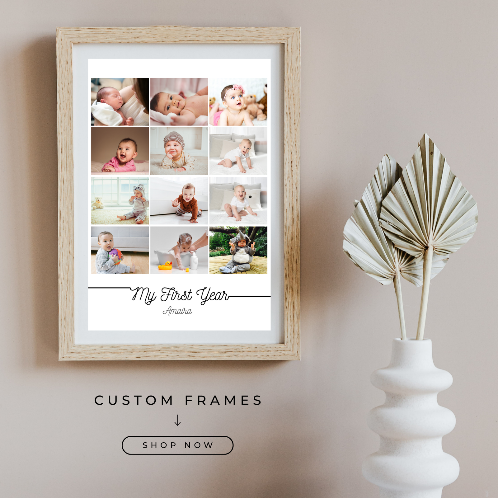 Grabwide Personalized 12 Month Baby Memory Picture Photo Frame